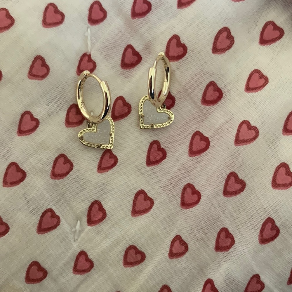 Kendra Scott Crystal White Heart Earrings